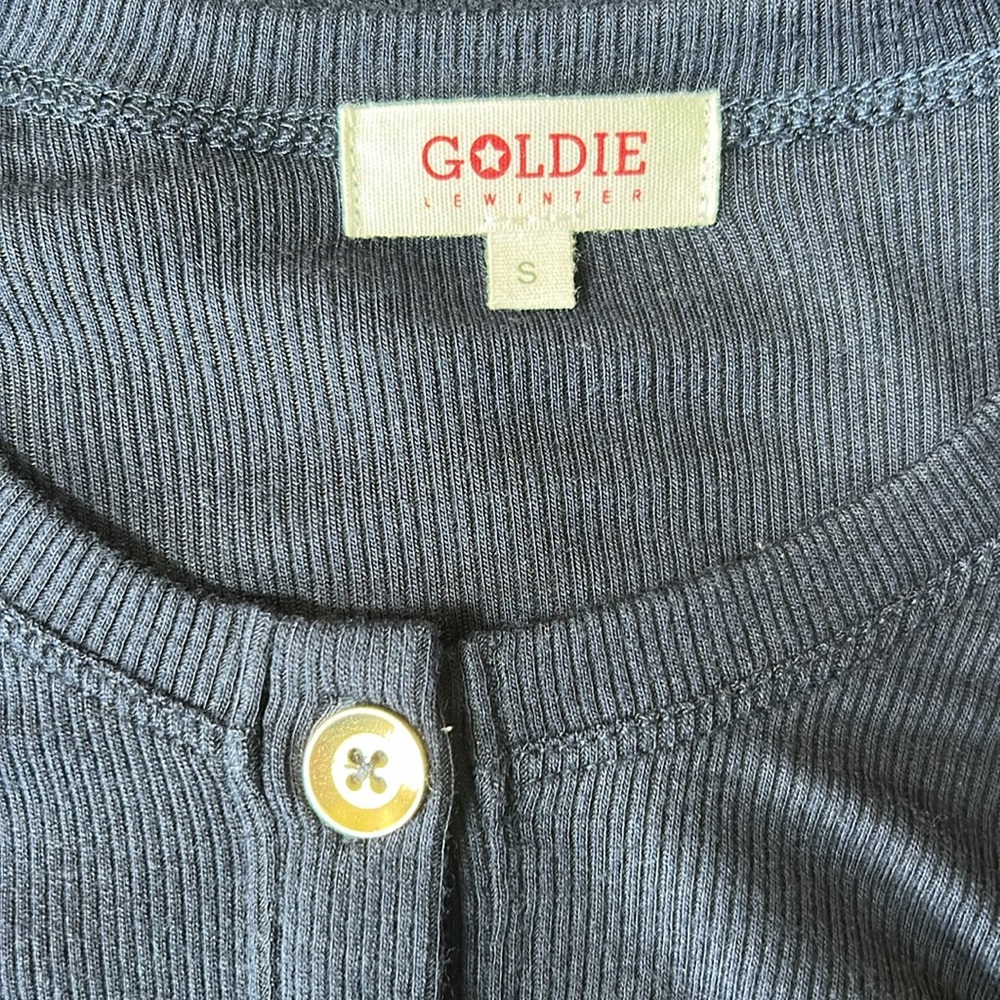 Goldie Deep Navy Ribbed Button-Down Long Sleeve Top - Picture 5 of 9